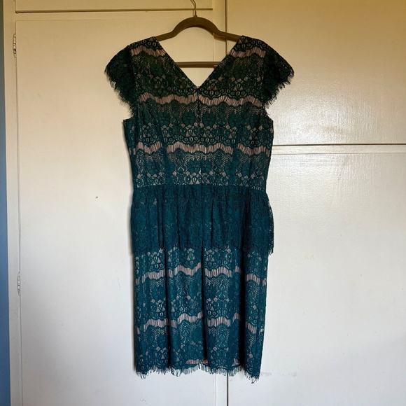 Anthropologie Maeve Teal Lace Sheath Dress Size Large - Picture 9 of 13